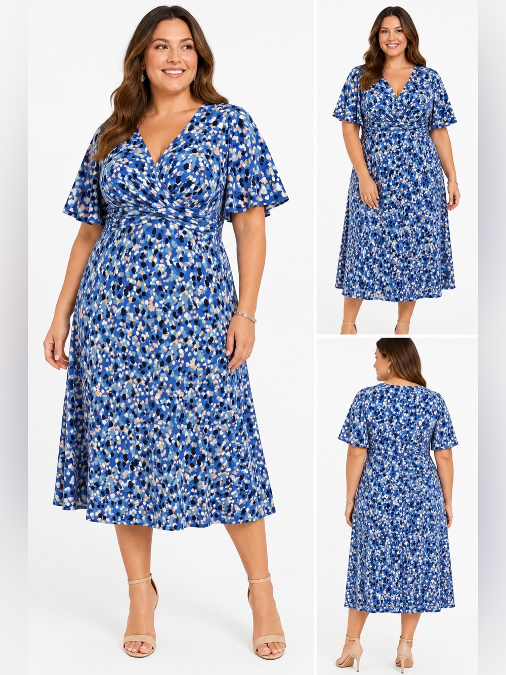 Jessica Howard Blue Abstract Print Faux Wrap Dress – NWT